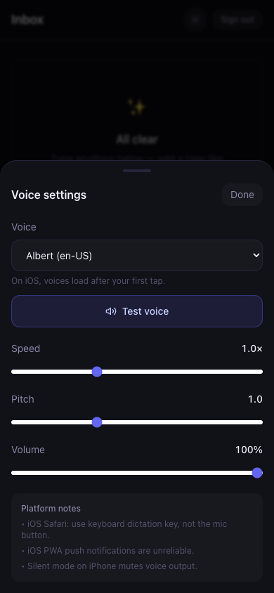 Voice settings